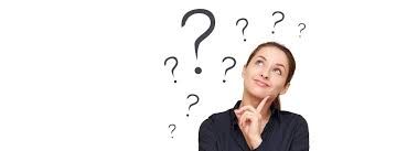 A woman has a lot of question marks above her head, which shows that she is thinking of something